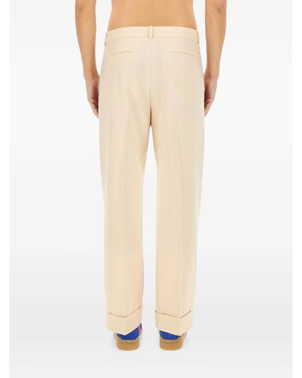 Valentino Garavani Natural Gabardine Wool Trousers for men