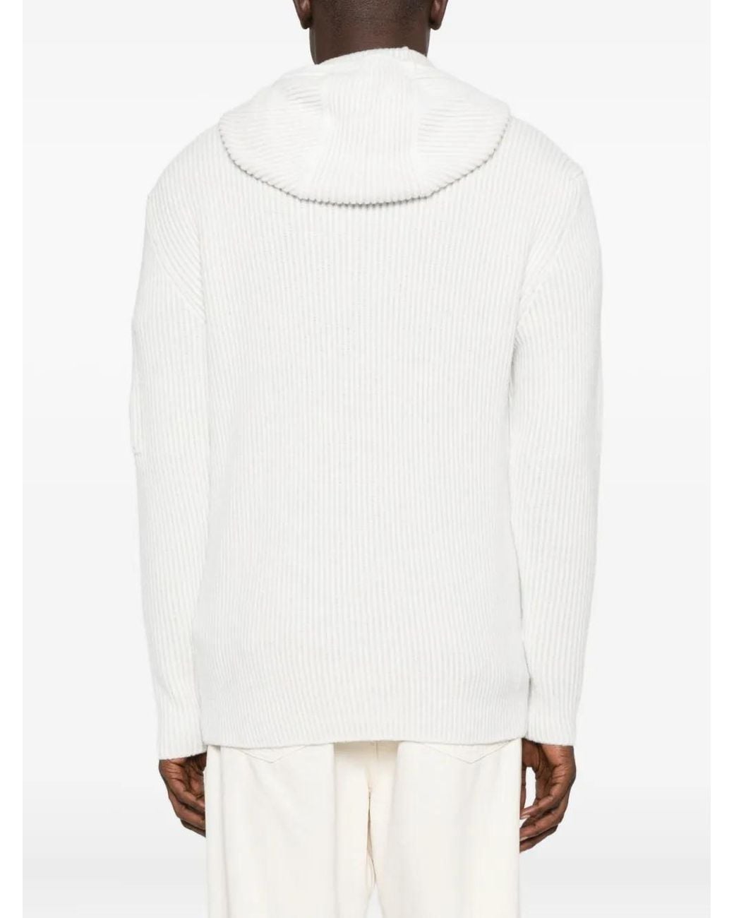 C P Company White Zip-Up Hoodie for men