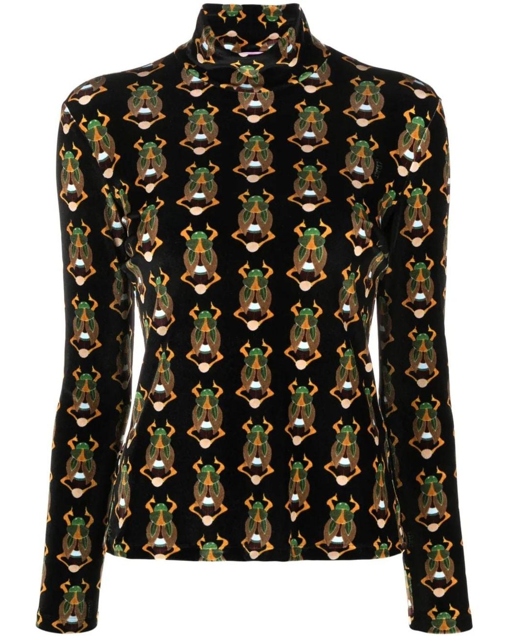 LaDoubleJ Black Printed Rollneck Top
