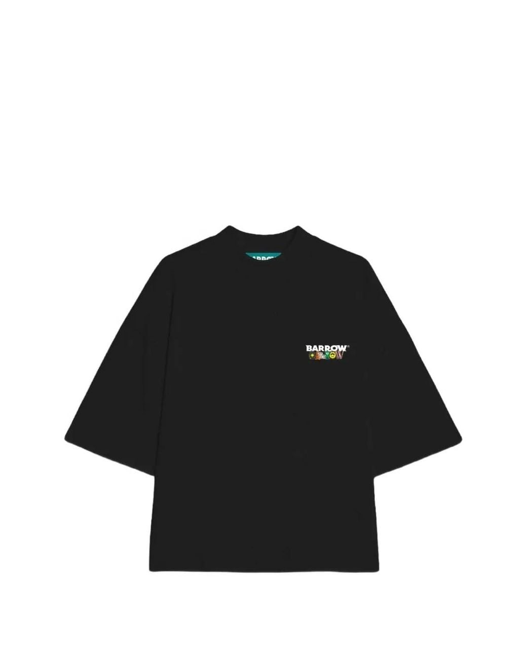Barrow Black Graphic-Print Drop-Shoulder T-Shirt