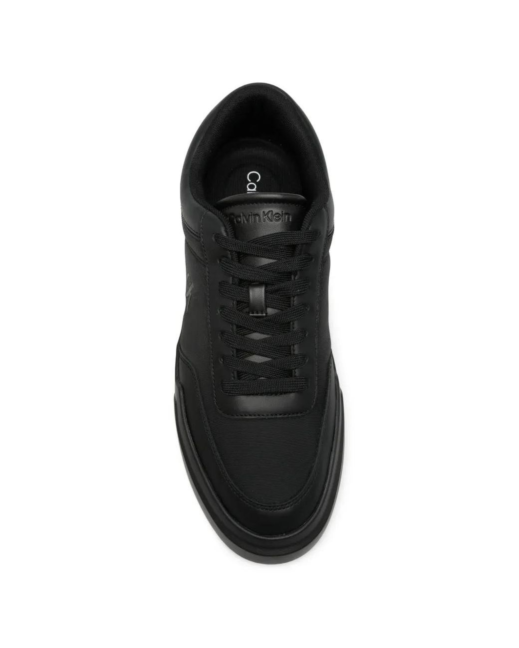 Calvin Klein Black Logo-Print Leather Sneakers for men
