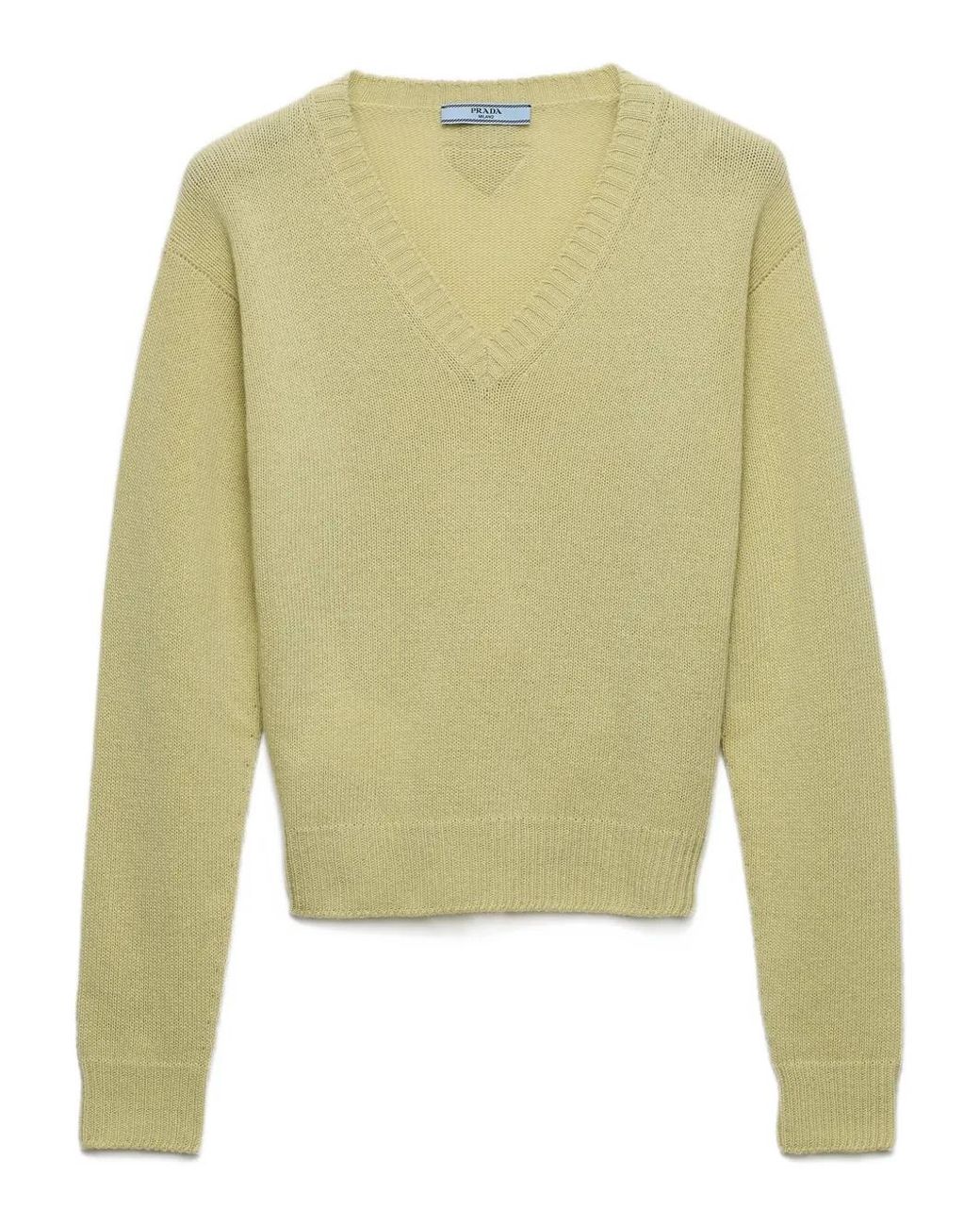 Prada Green V-Neck Ribbed Sweater