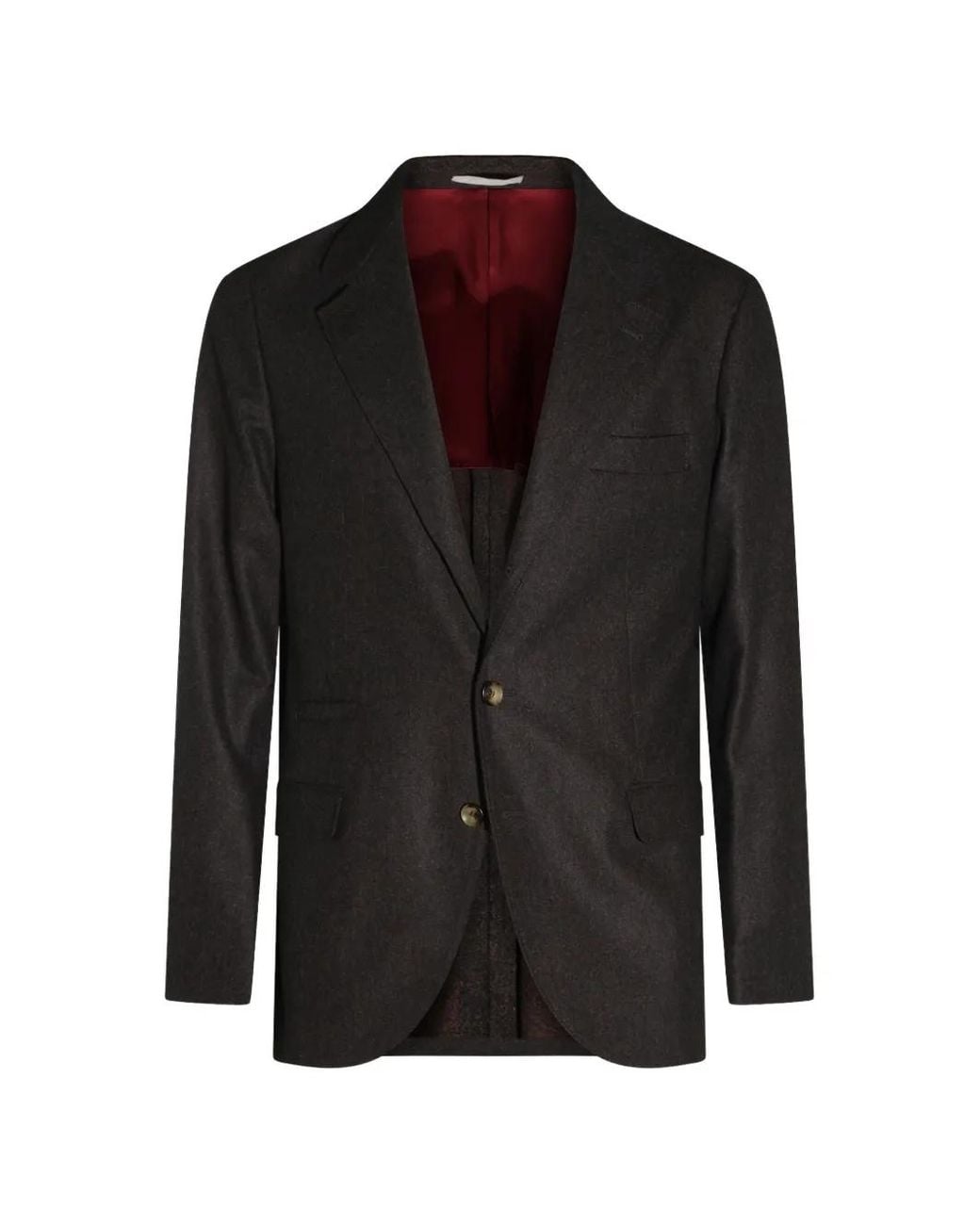 Brunello Cucinelli Black Single-Breasted Wool Blazer for men