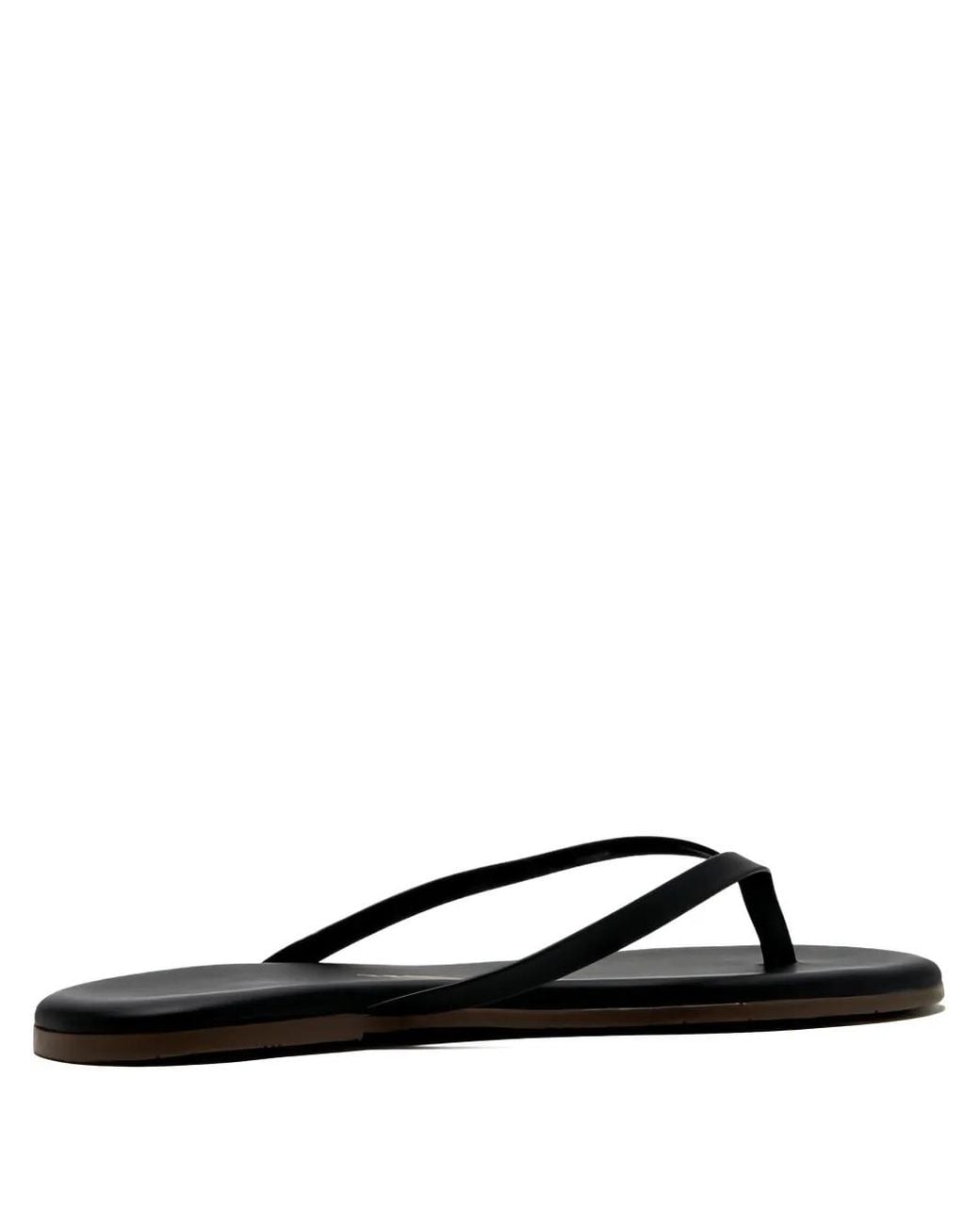 TKEES Black Lily Leather Thong-Strap Sandals