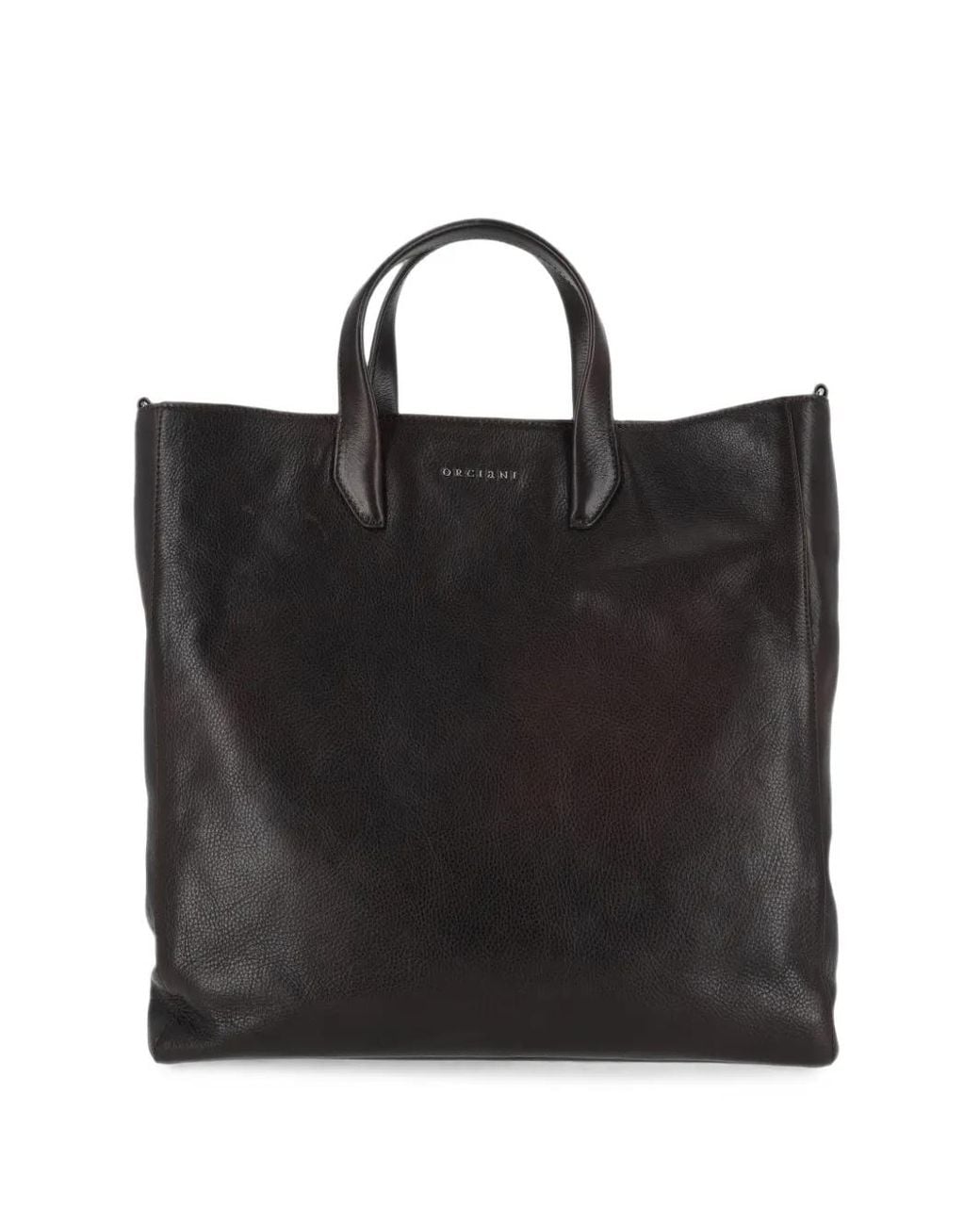 Orciani Black Work Lagoon Leather Tote Bag for men