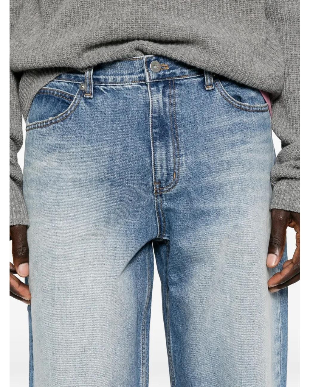 TONYWACK Blue Faded Straight-Leg Jeans for men