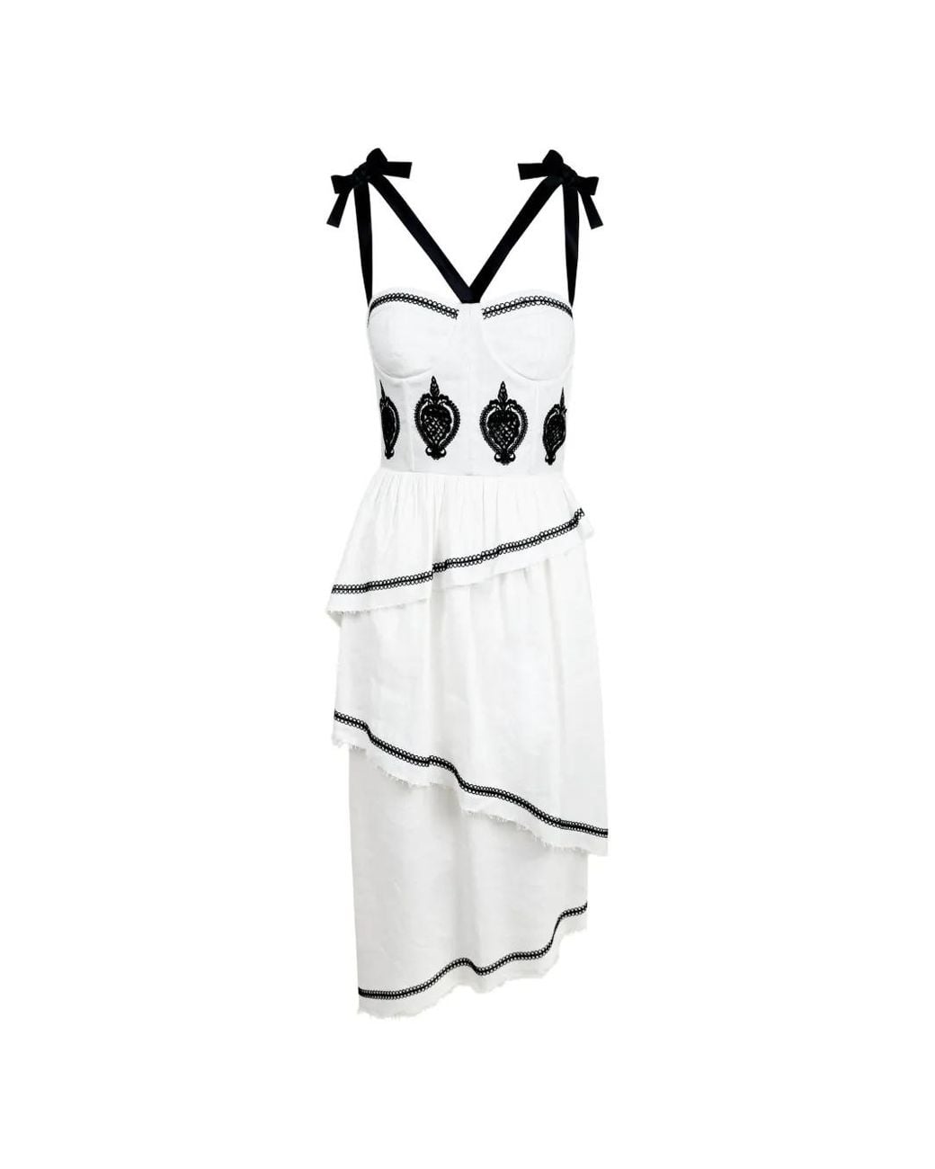 Contessa Mills White Bridget Tiered-Ruffle Dress