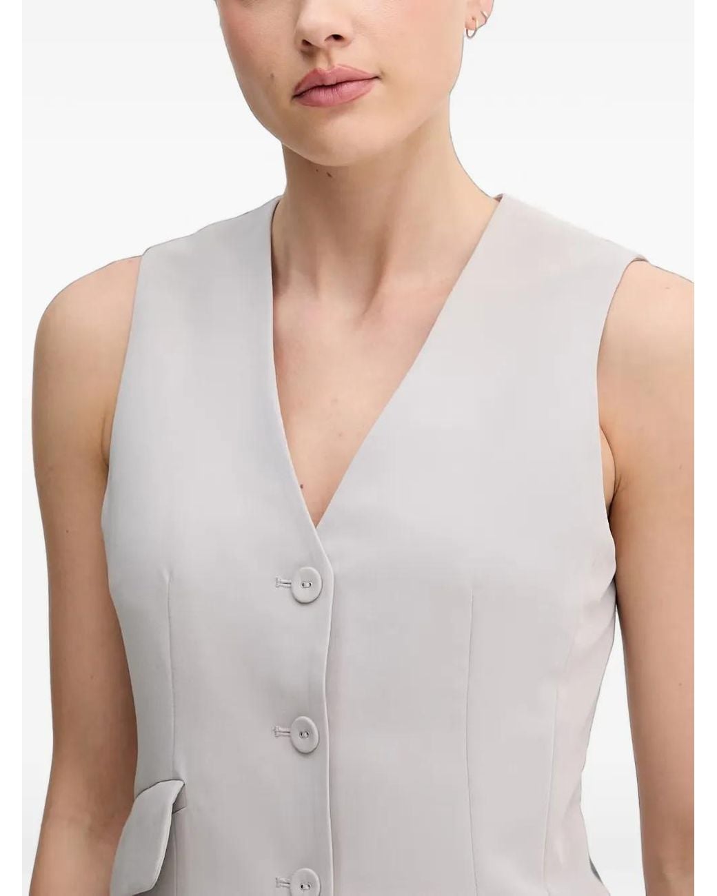 Sisley White Button-Up Tailored Waistcoat