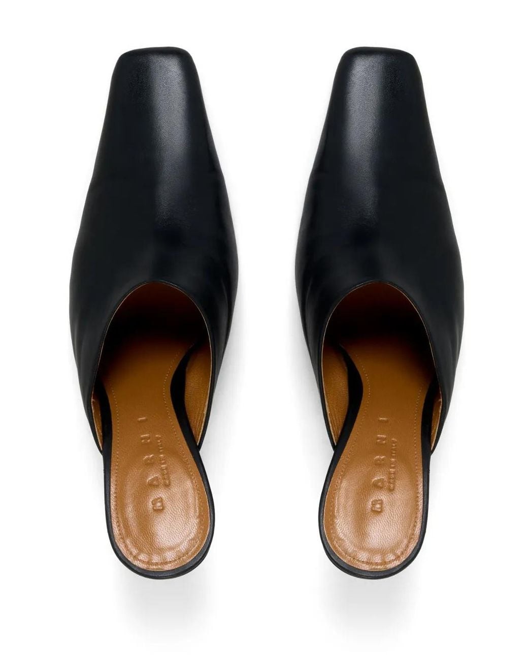 Marni Black Square-Toe Heeled Leather Mules
