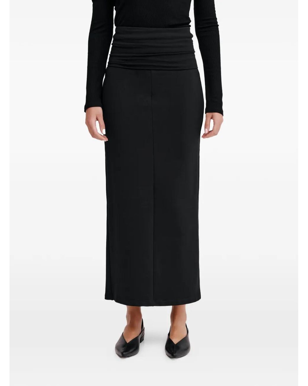 MARCELLA Black Belmont Slit Midi Skirt