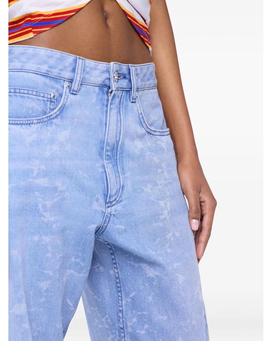 Rabanne Blue Washed-Effect Jeans