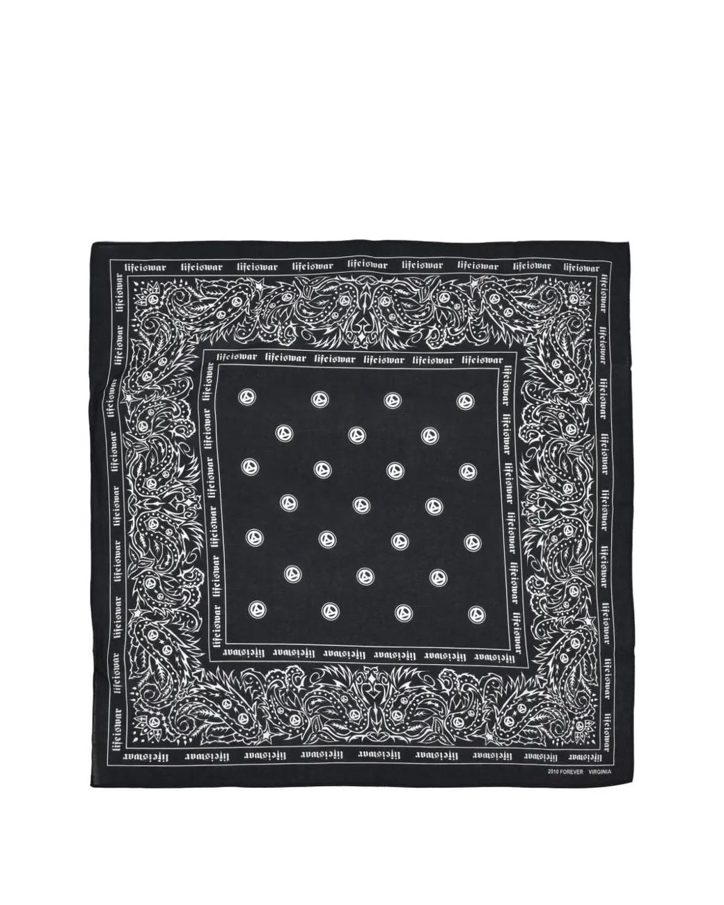 lifeiswar Black Paisley-Print Logo-Print Bandana for men