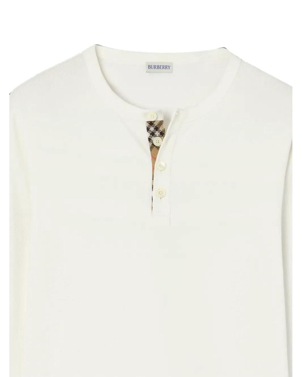 Burberry White Long-Sleeve Cotton Top for men