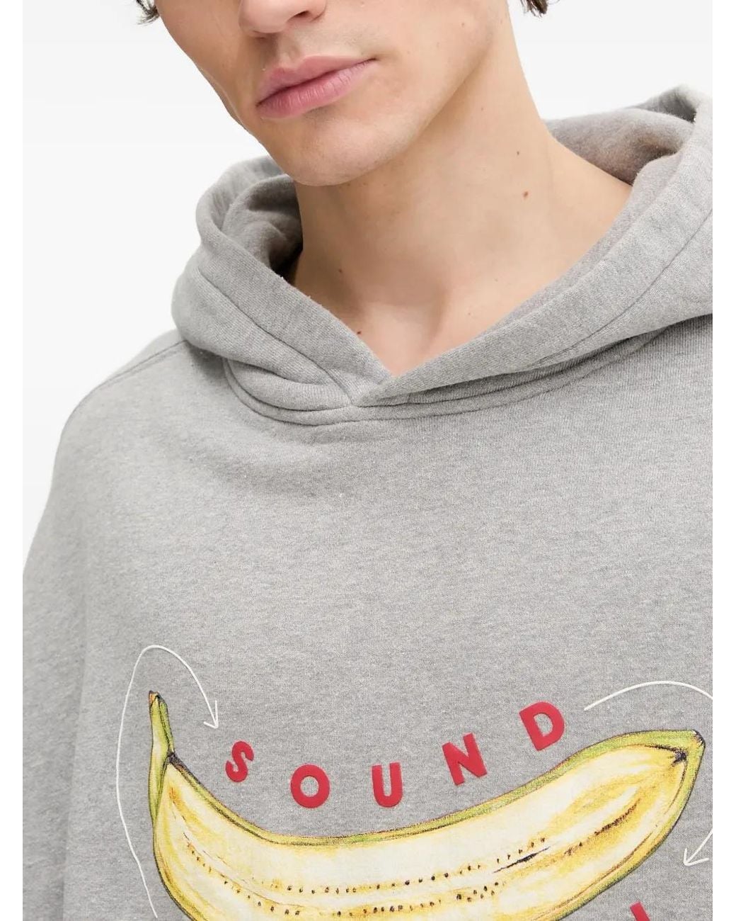 Fiorucci Gray Banana-Print Hoodie for men