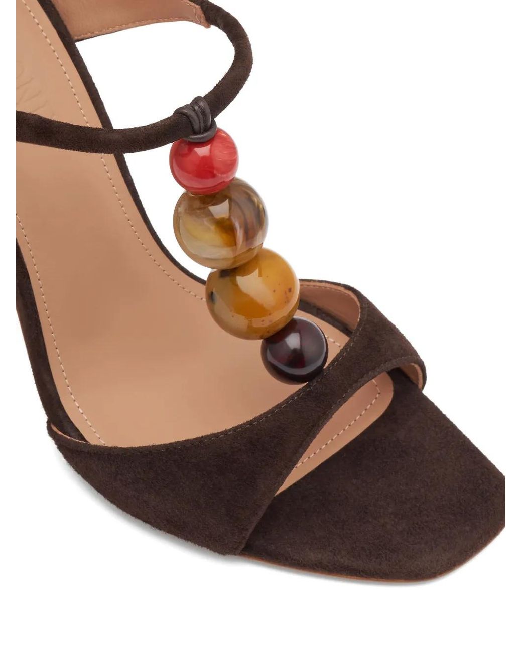 Malone Souliers Brown Leia Bead-Embellished Sandals