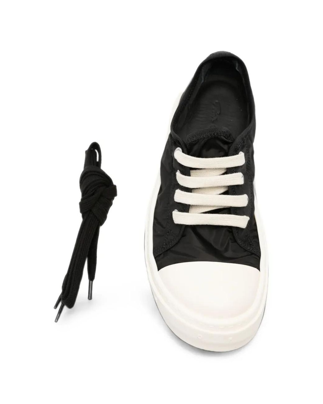 Rick Owens White Contrast-Toe Low-Top Sneakers