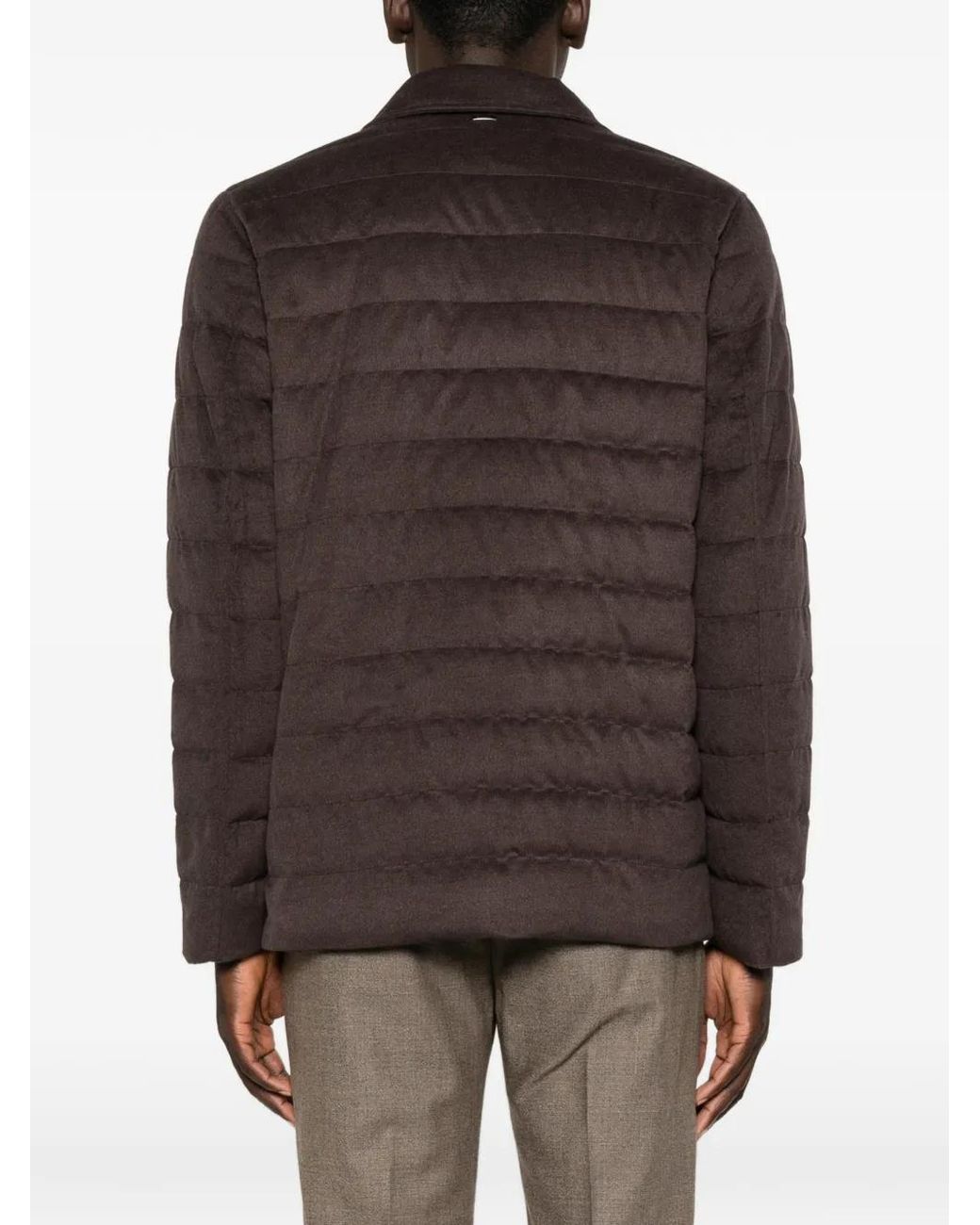 Herno Brown Quilted Zip-Up Coat for men