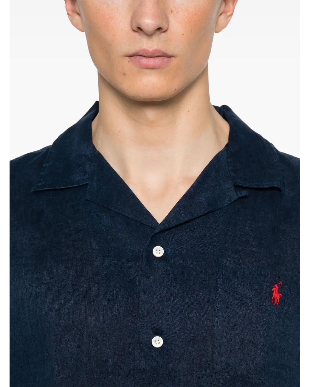 Polo Ralph Lauren Blue Linen Shirt for men