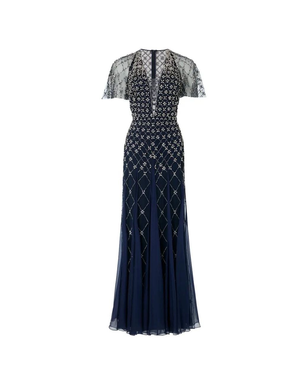 Temperley London Blue Robe Longue Vita À Cristaux
