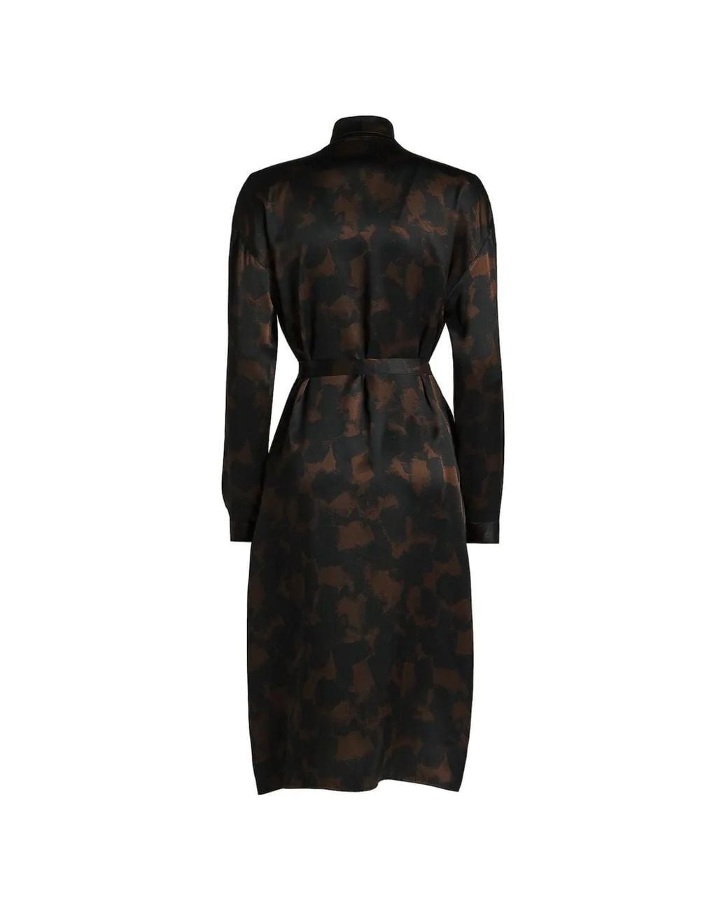 Kiton Black Abstract-Print Scarf-Neckline Midi Dress