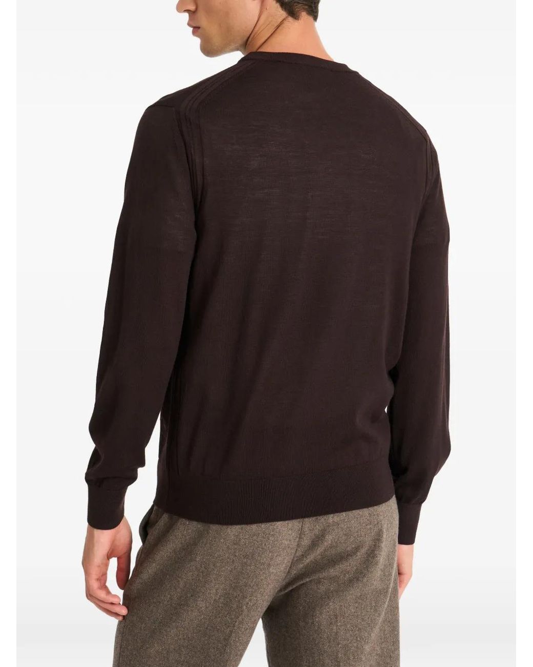 Pringle of Scotland Black Crew Neck Merino Wool Sweater for men