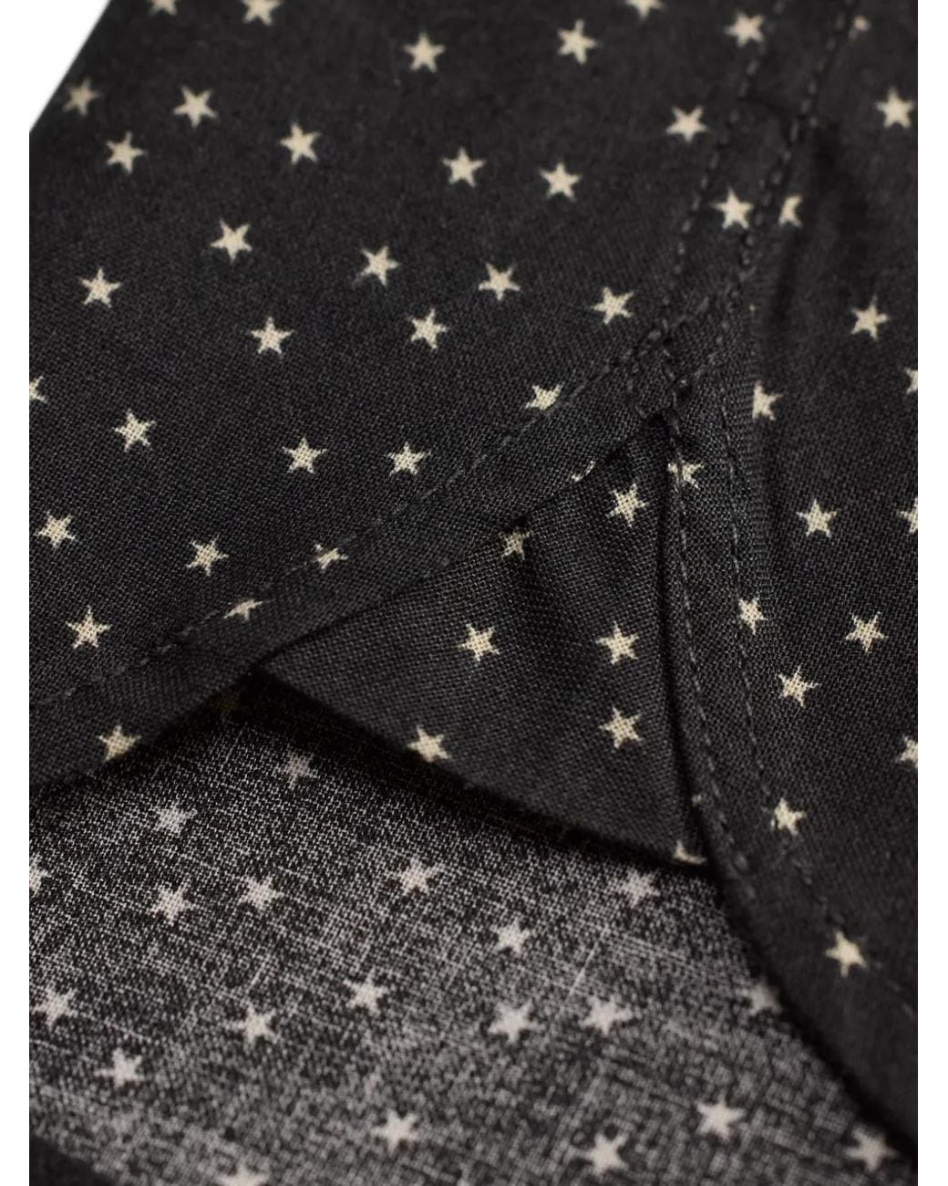 RRL Black Star-Print Pleated Shirt for men