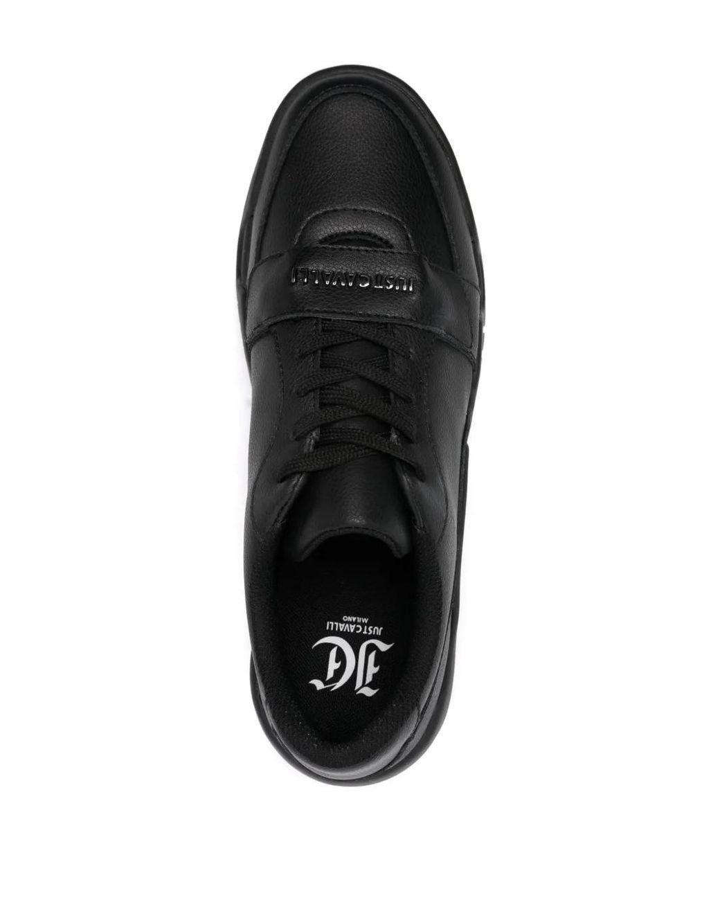 Just Cavalli Black Style Dis. 4 Leather Sneakers for men