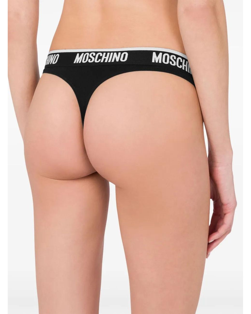 String Bicolore À Taille À Logo Moschino en coloris Black