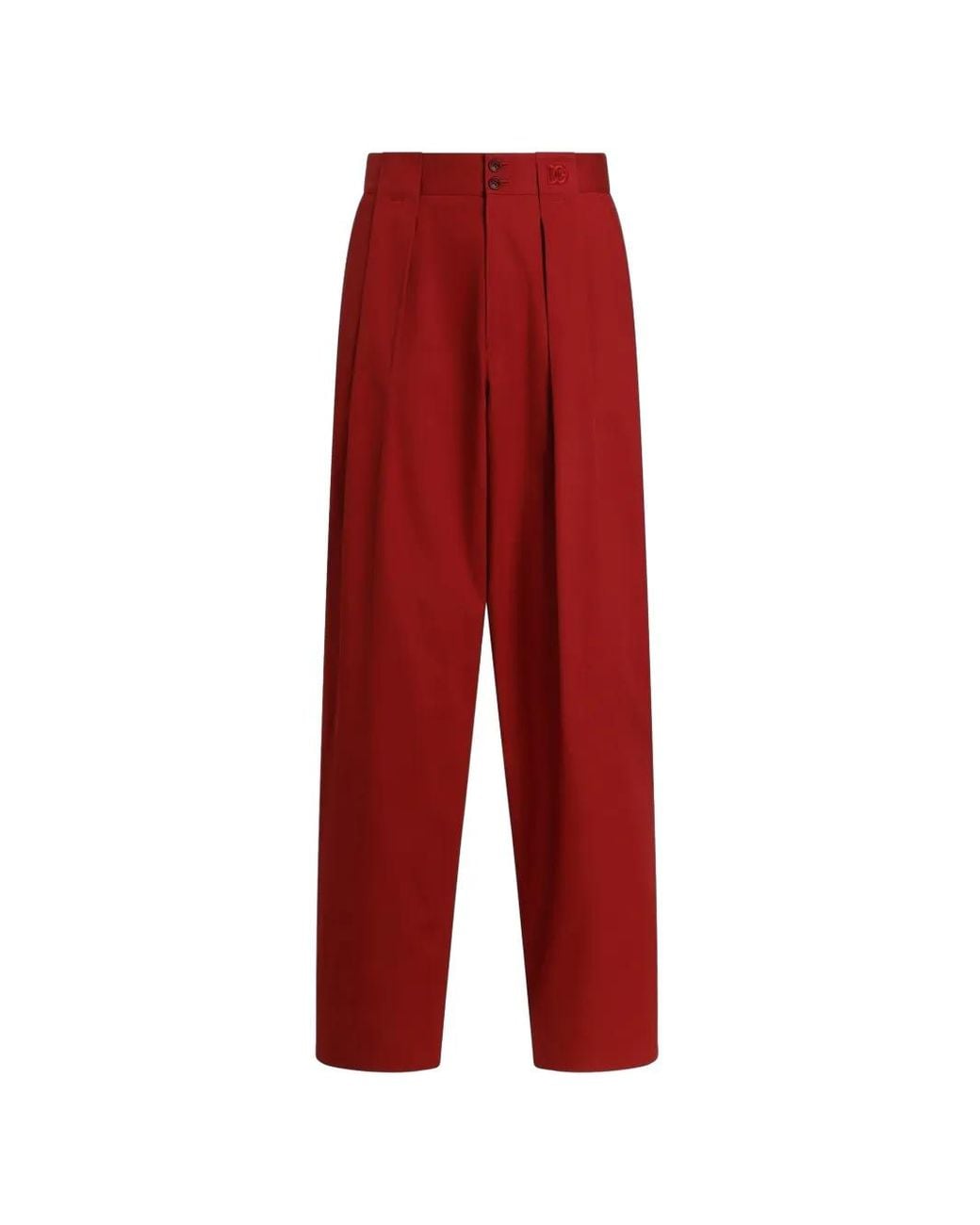 Dolce & Gabbana Red Stretch Cotton Gabardine Trousers for men