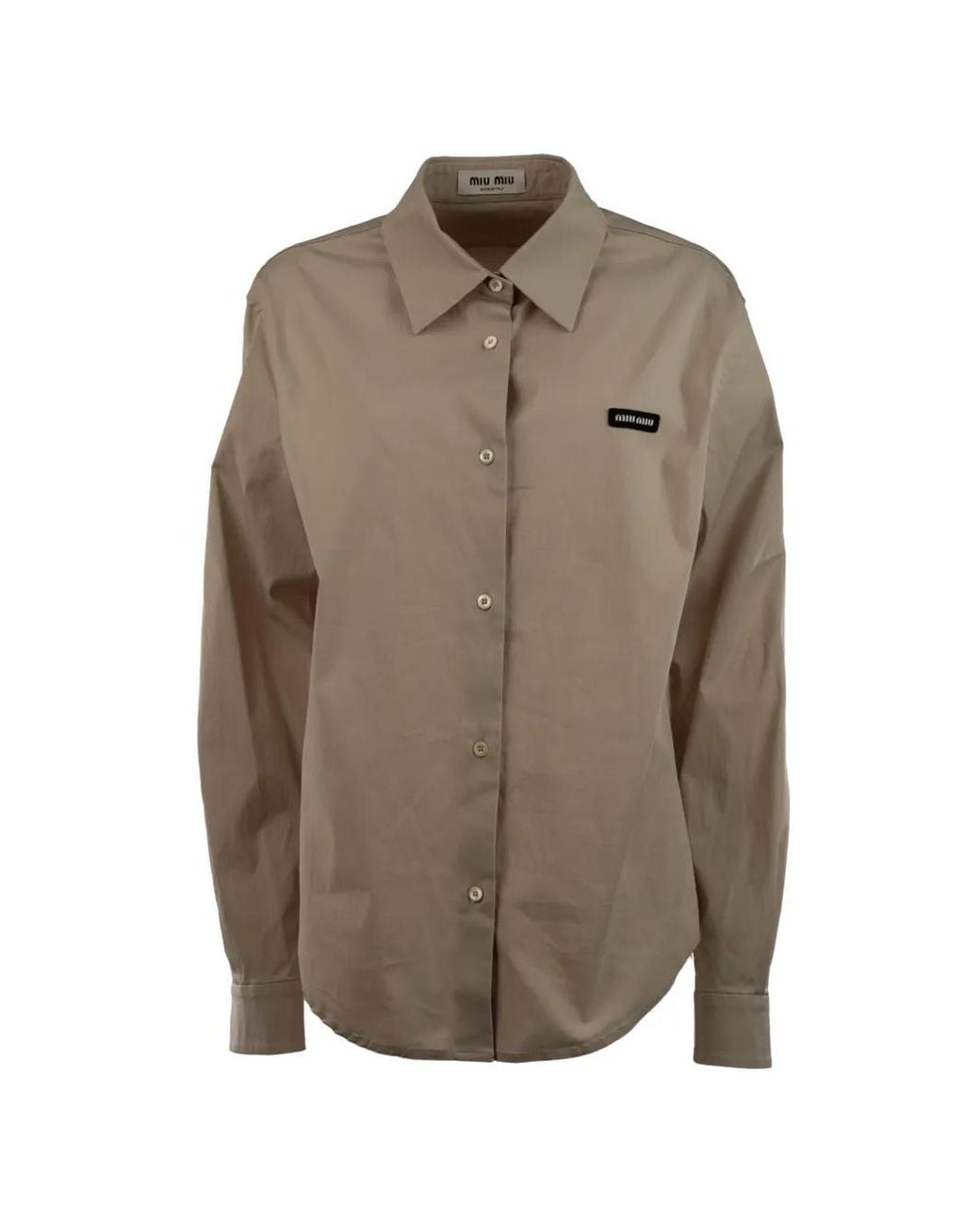 Miu Miu Brown Logo-Patch Shirt