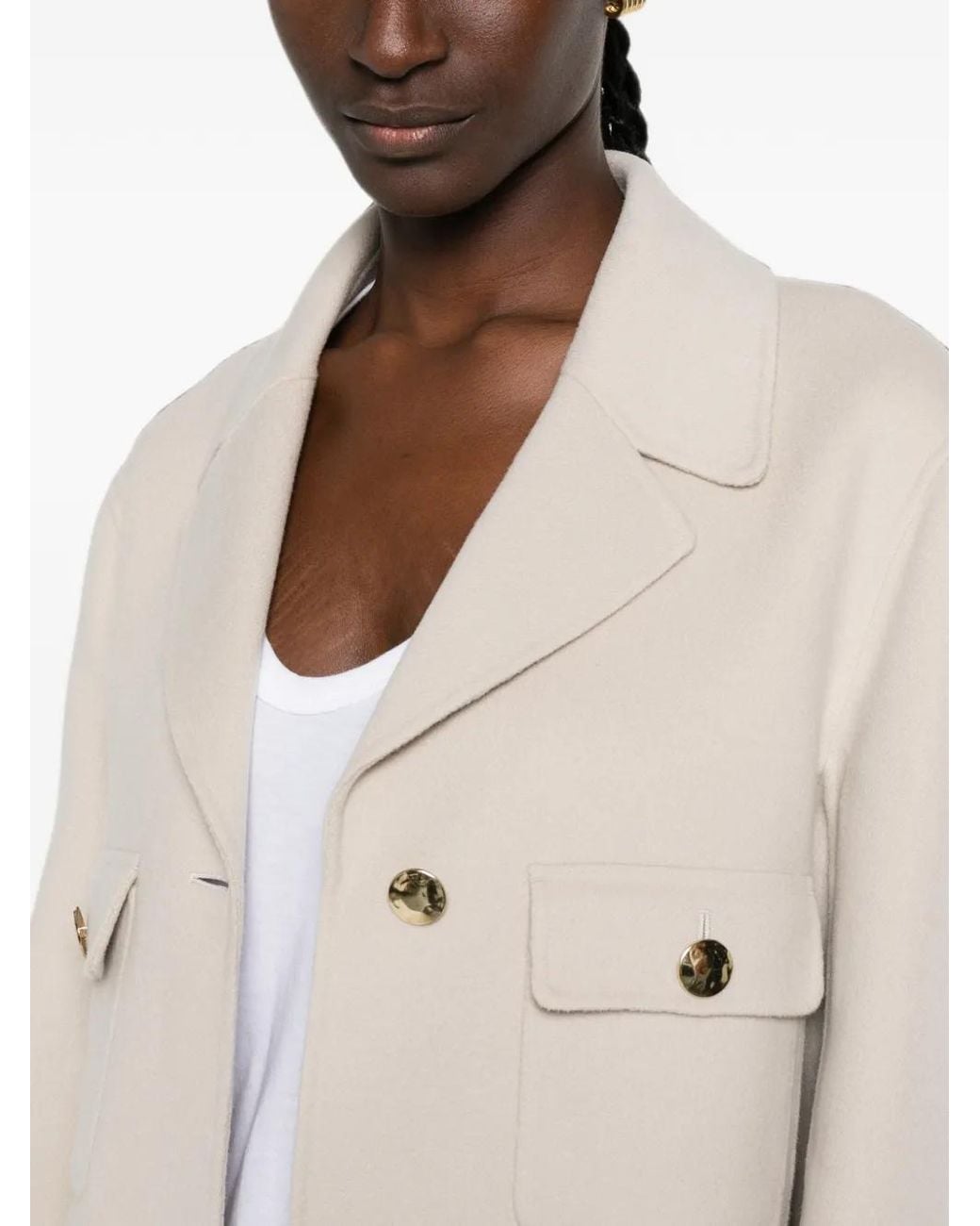 Max Mara Natural Button-Fastening Chest-Pocket Jacket