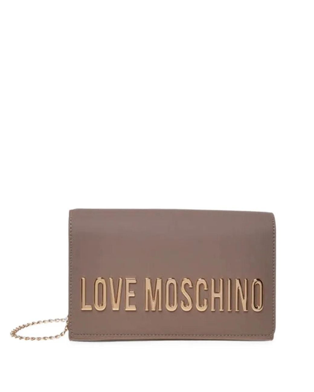 Love Moschino Gray Logo-Plaque Chain-Strap Shoulder Bag