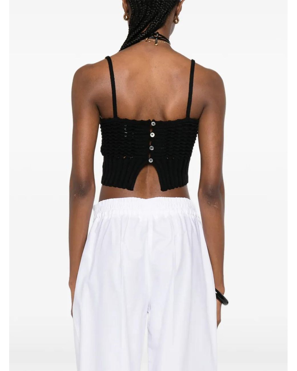 Forte_forte Black Knitted Bralette Top