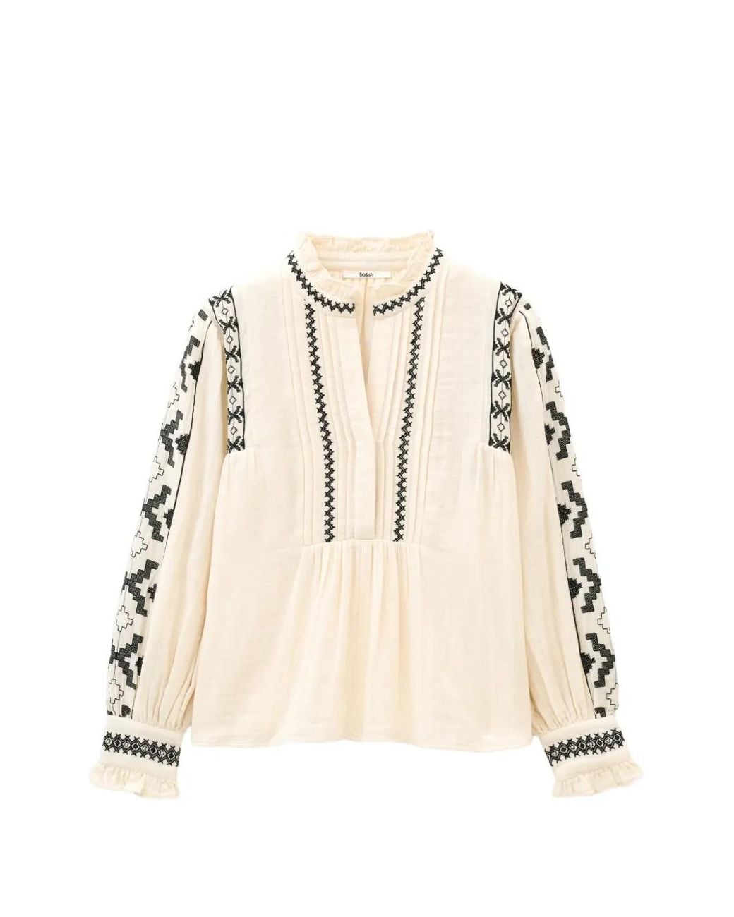 Ba&sh Natural Bestickte Pidma Bluse Mit Rüschen