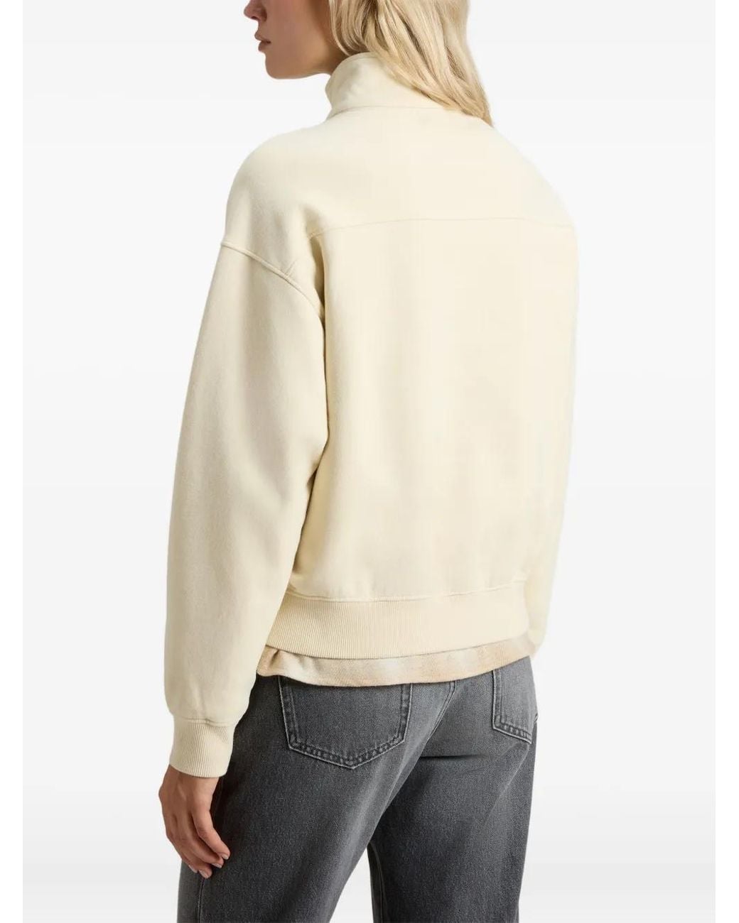 Woolrich Natural Mock-Neck Zip-Up Sweatshirt
