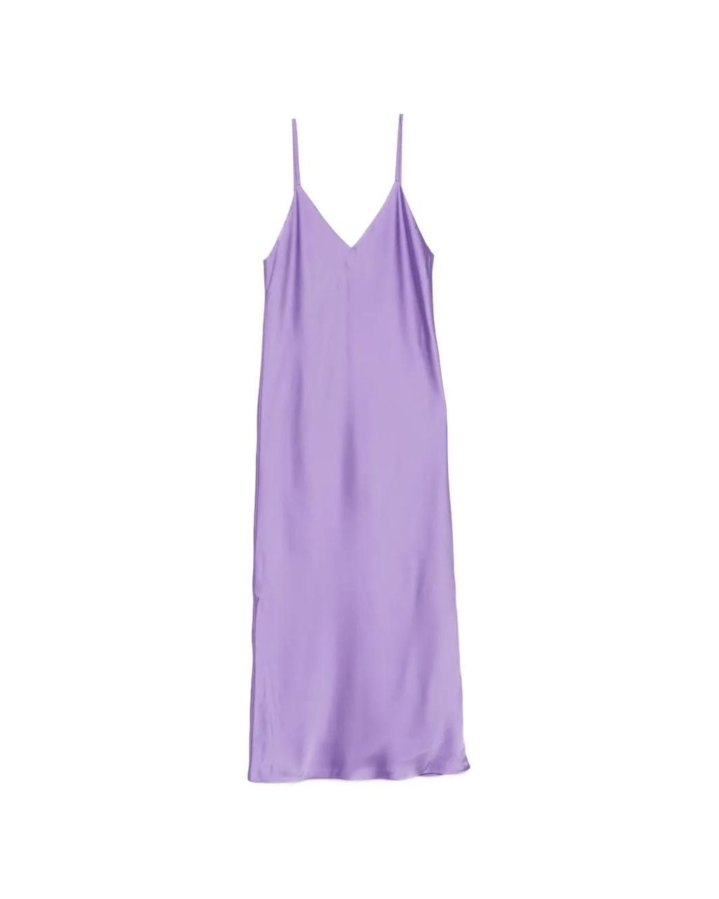 Norma Kamali Purple Robe-Nuisette À Effet De Velours