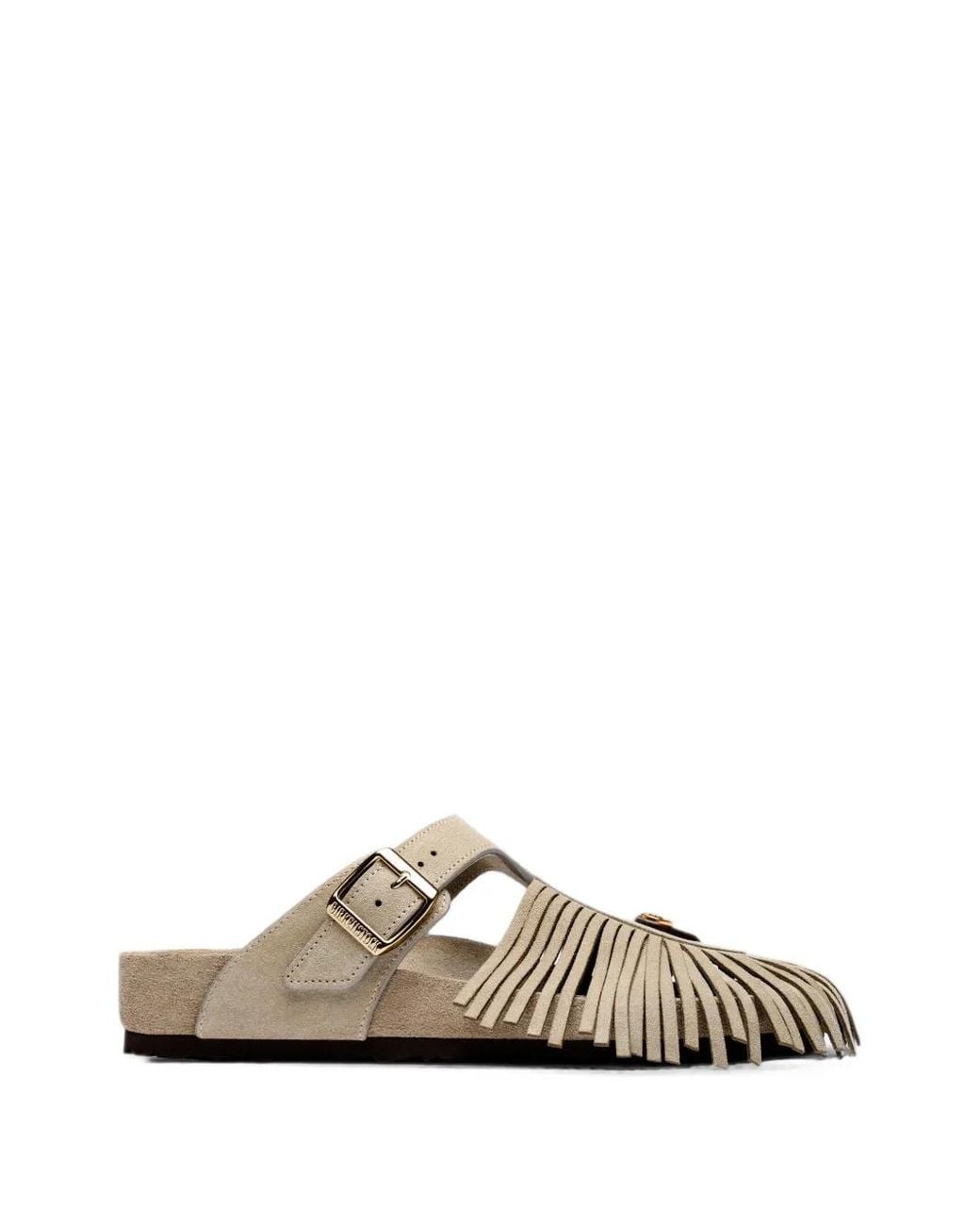 Birkenstock White Etro Gizeh Fringed Buckle-Fastening Sandals