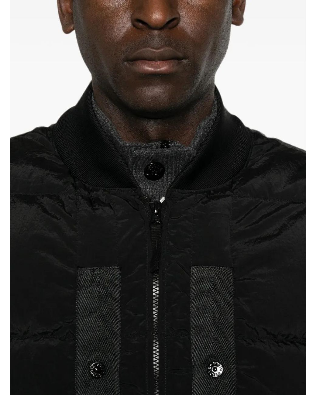 Stone Island Black Gilet G100008 En Nylon Et Métal Econyl for men