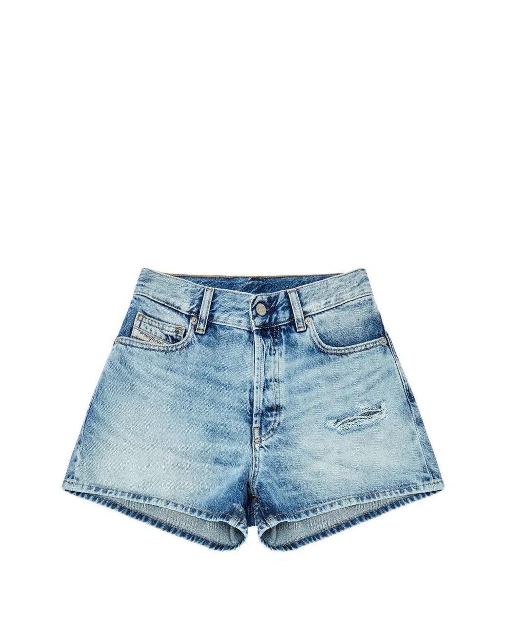 DIESEL Blue Distressed Denim Shorts