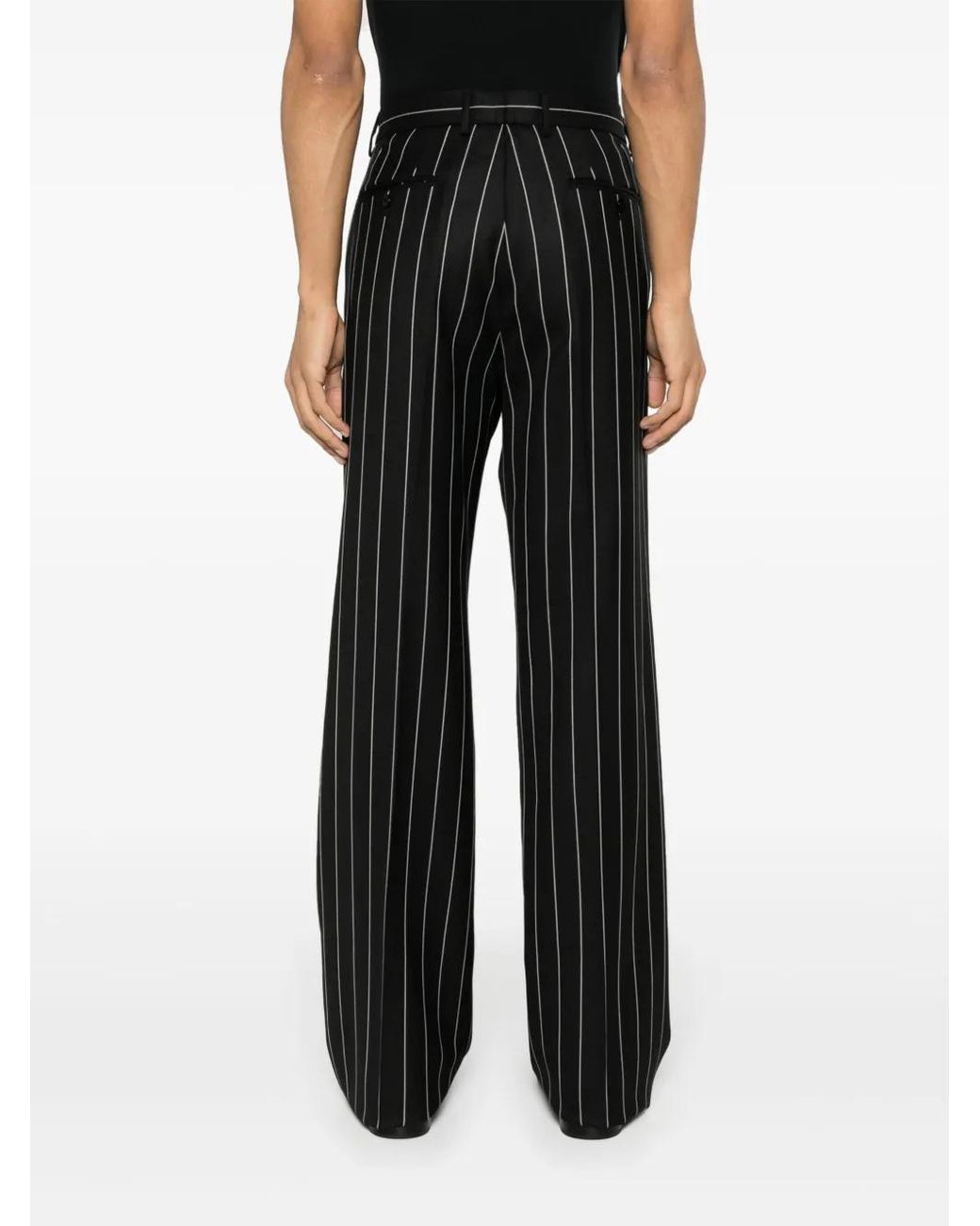 Dolce & Gabbana Black Pinstripe Wool Trousers for men