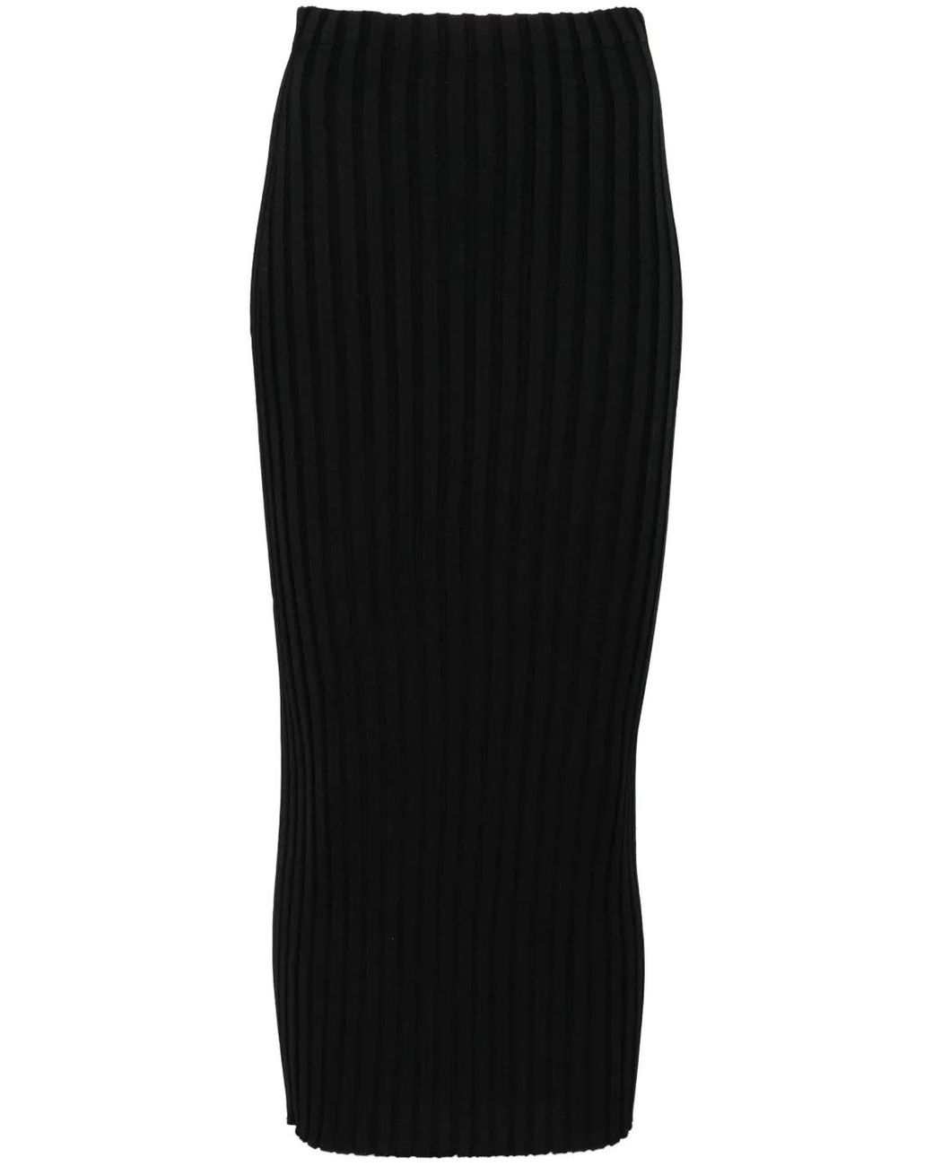 Fabiana Filippi Black Ribbed-Knit Skirt
