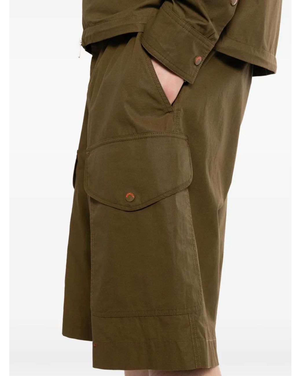 Moncler Green Drawstring Cargo Shorts for men