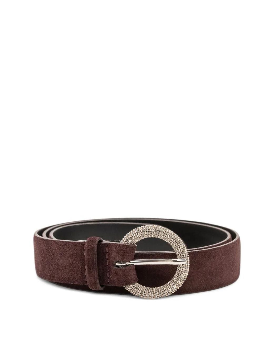 Orciani Brown Peach Embellished-Buckle Belt