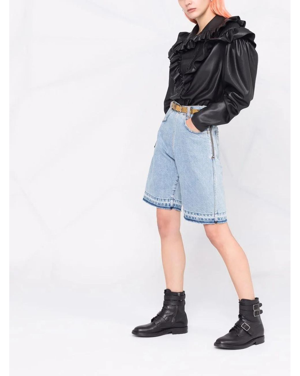 Philosophy Di Lorenzo Serafini Blue Wide-Leg Denim Shorts