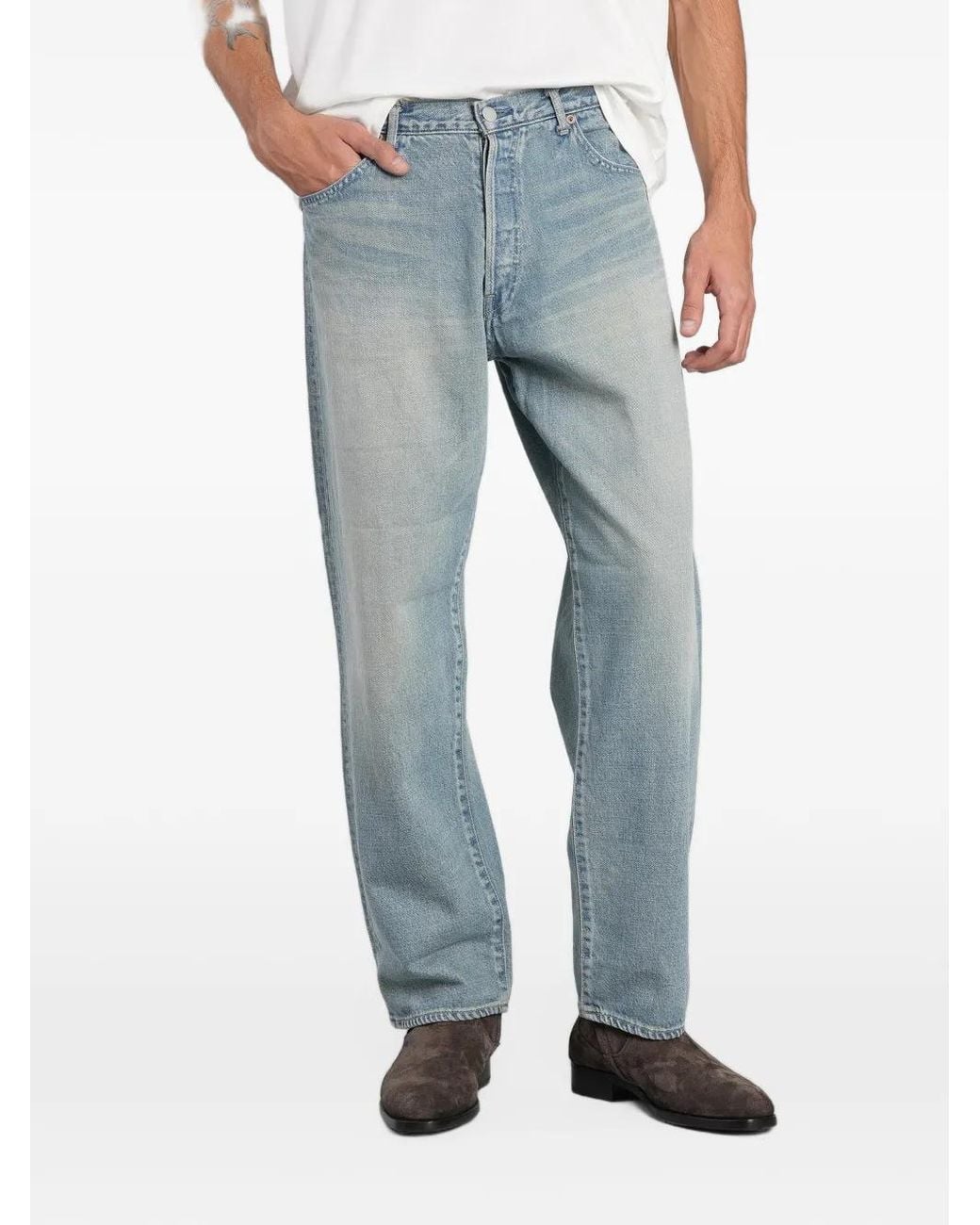 Ssstein Blue Whiskering-Effect Jeans for men