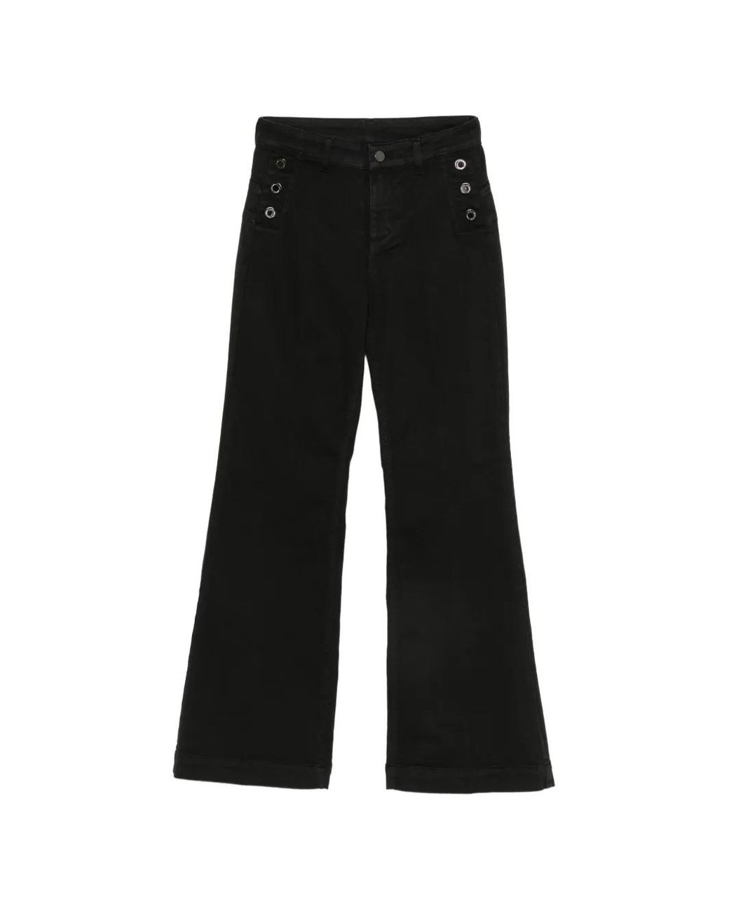 Liu Jo Black Button-Embellished Flared Jeans