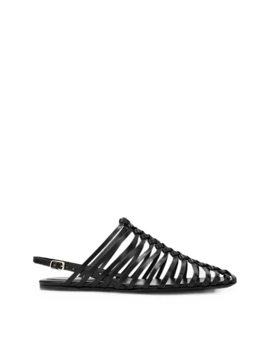 Dries Van Noten Black Braided Leather Sandals