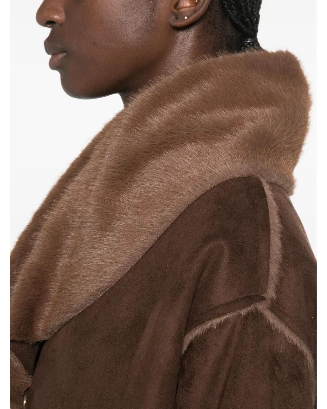 Collection Privée Brown Faux-Shearling Oversized Coat