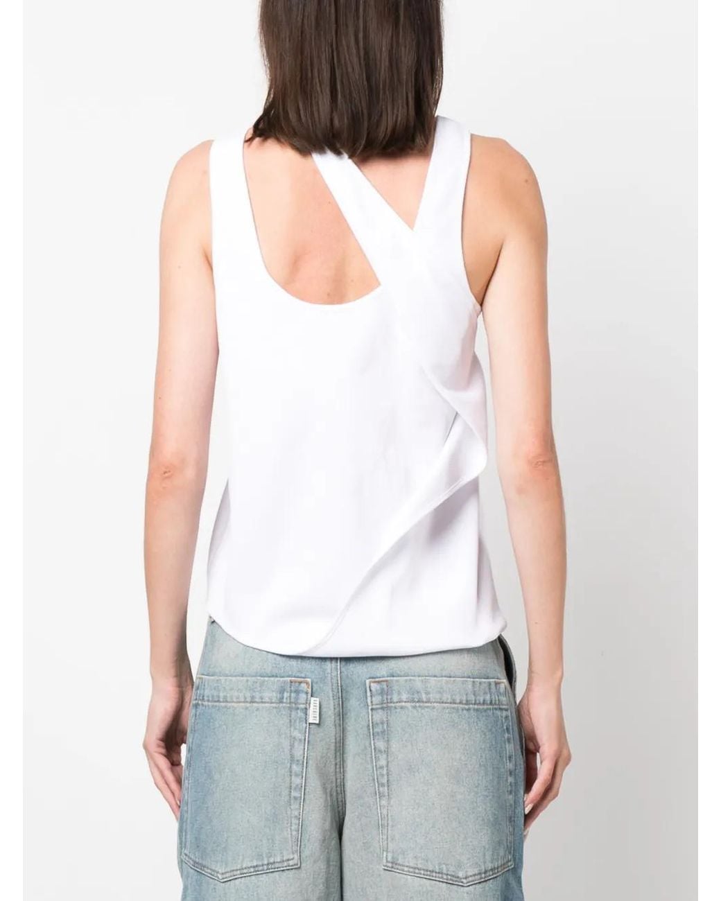 Gauchère White Mirror Ribbed Tank Top