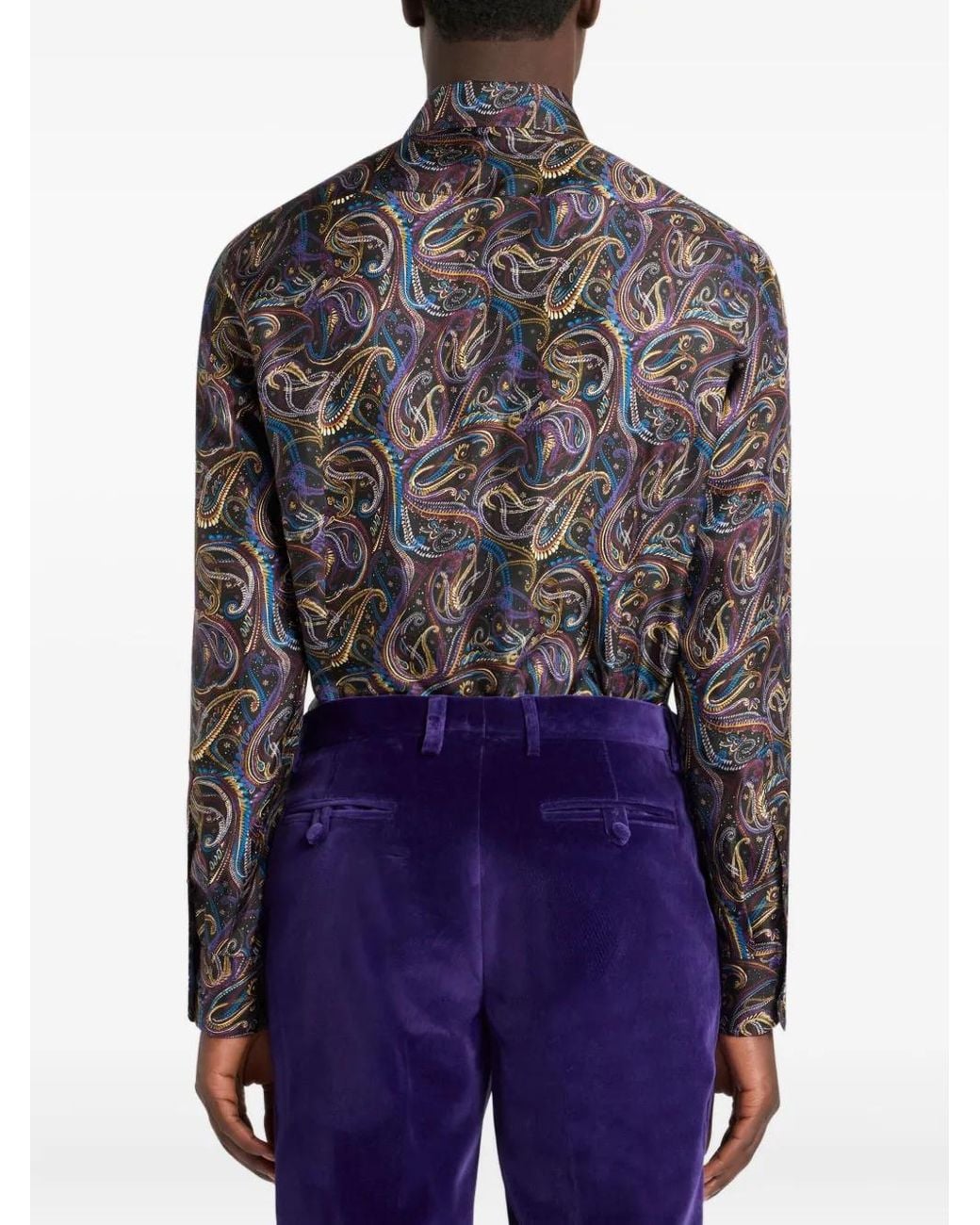 Camicia Con Motivo Paisley di Etro in Black da Uomo